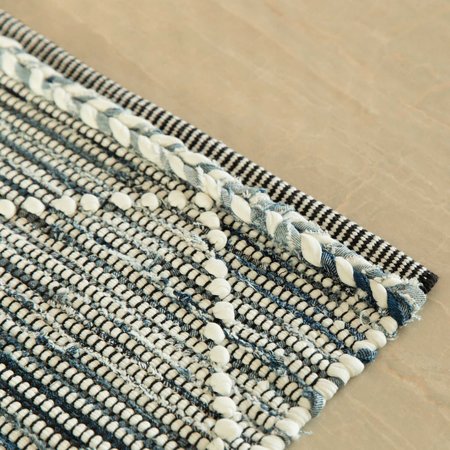 Deerlux Handknotted Denim Textured Cotton Polyester Flatweave Kilim Rug, 3' x 5' QI003934.XS